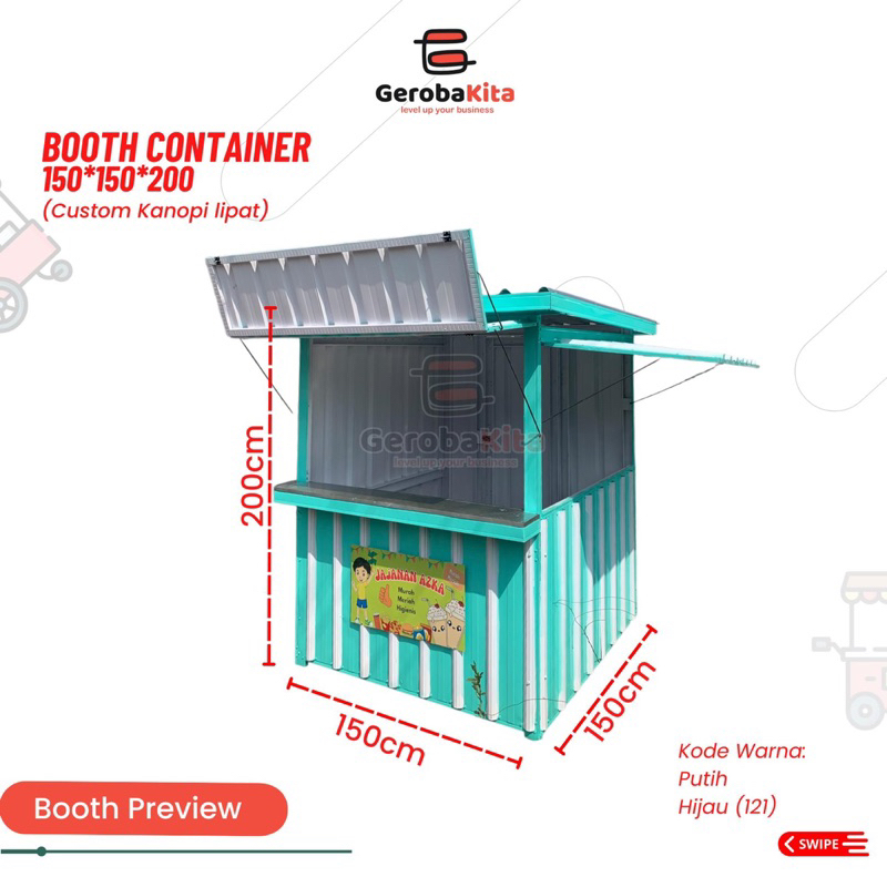 Booth Container 150x150x200 Custom Kanopi Lipat