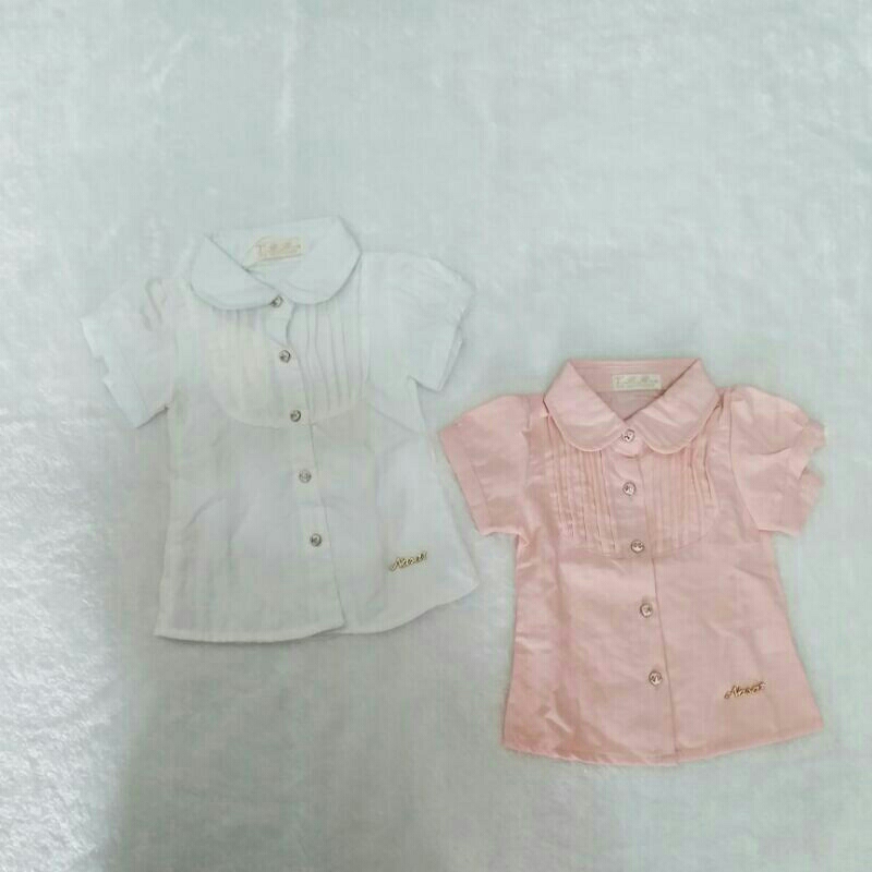 Kemeja Anak Cewek/ Blouse Anak Cewek Lengan Pendek Polos Import  Size 3- 9 Bulan