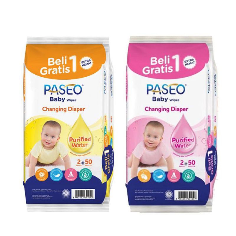 paseo baby wipes beli 1 gratis 1 (total isi 100s)