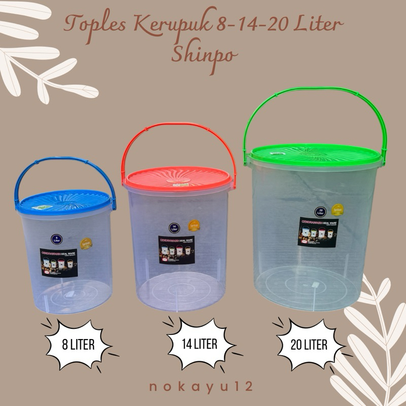Toples Kerupuk Shinpo 8-14-20 Liter / Toples Shinpo / Toples Gagang