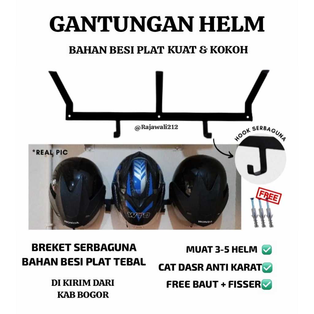 GANTUNGAN HELM DINDING RAK PENYIMPANAN HELM Rak Helm Dinding Gantung