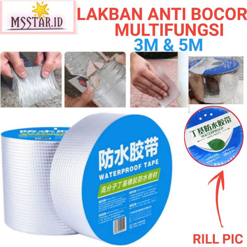 ALUMINIUM TAPE ANTI AIR 3 M dan 5M / LAKBAN ANTI BOCOR 5 METER / TAPE ANTI BOCOR GENTENG / LAKBAN AN