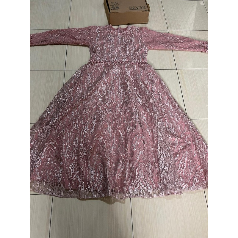 baju lebaran gamis dress tile lace brokat ELDIZA BY ANNE