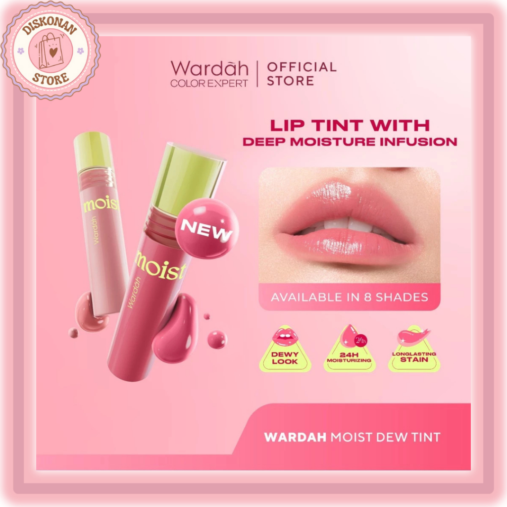 WARDAH Moist Dew Tint 3 g - Liptint - Ombre Tint - Bibir Lembab Glossy