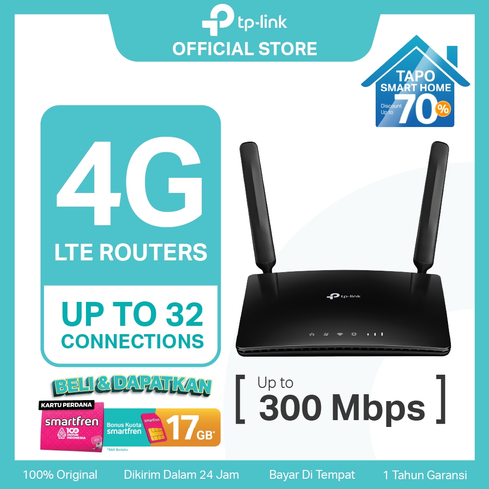 TP-Link TL-MR6400 300Mbps Wireless N 4G LTE Router Hitam