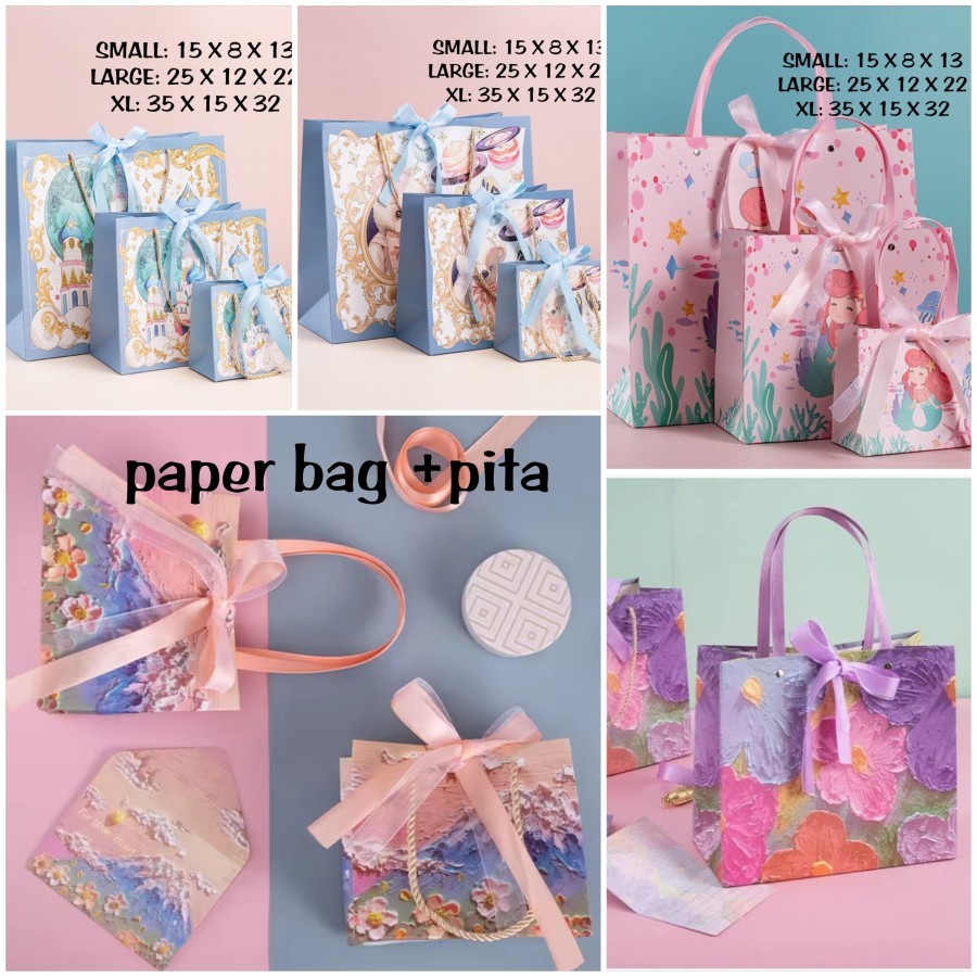 

DY PACK PAPER BAG CANTIK +PITA SHOPPING BAG MEWAH MOTIF LUCU DAN ELEGAN