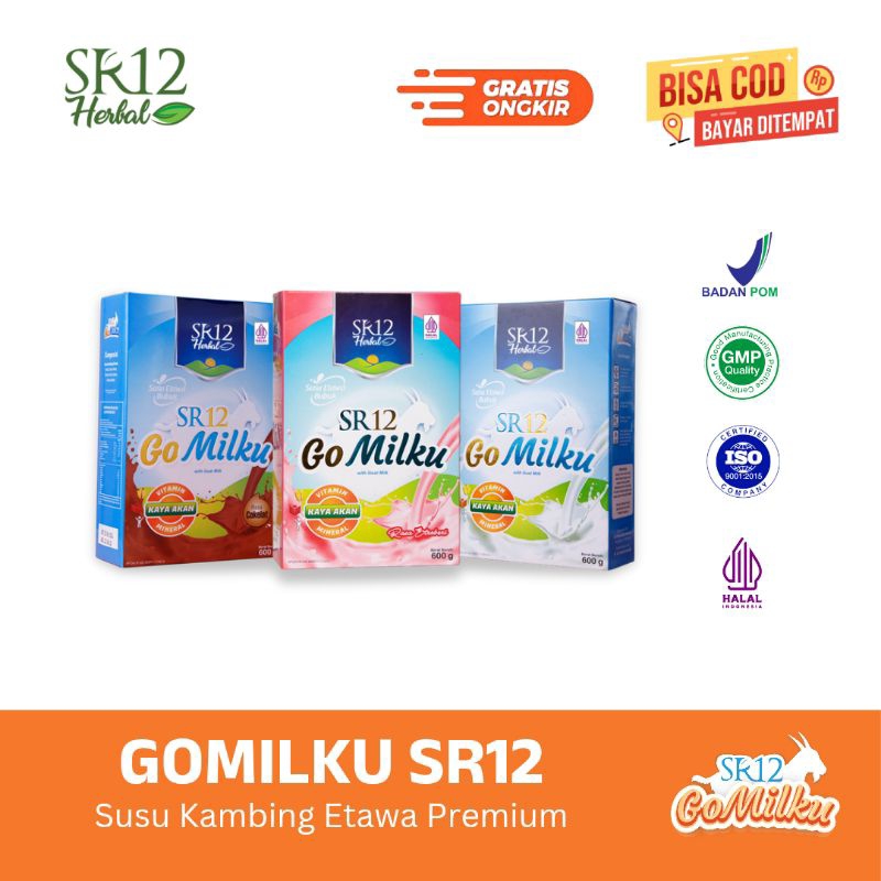 

SR12 Gomilku Susu Kambing Etawa Original, Stroberi, & Coklat kemasan 200gr & 600 gr