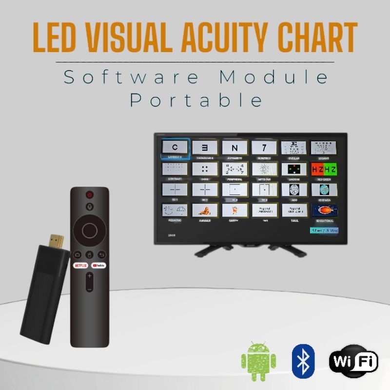 Snellen Digital Chart Portable Modul, Snellen Chart, Visual Acuity Chart (Belum termasuk Monitor)