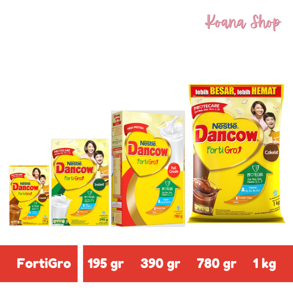 

Dancow Fortigro Susu Bubuk Instant/Coklat/Full Cream 195 gr/390 gr/780 gr/1 kg