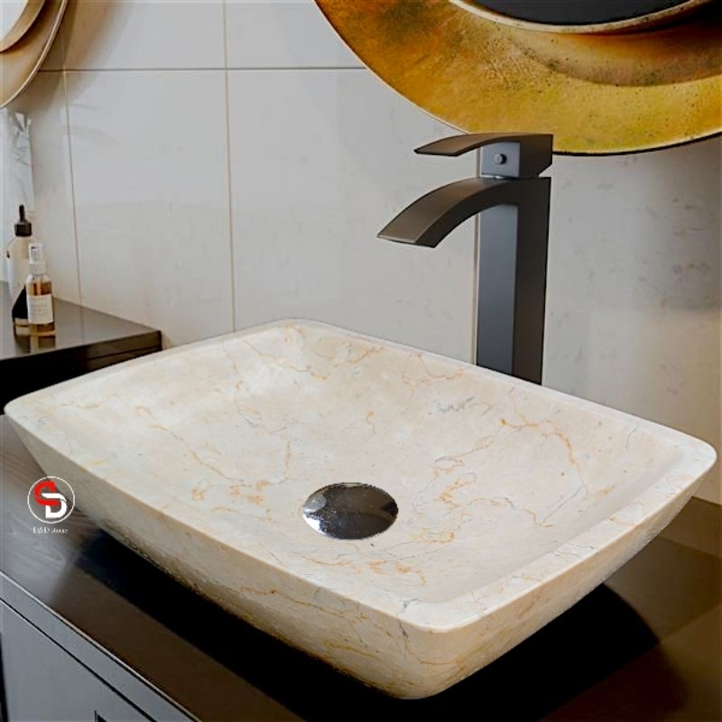 Wastafel meja marmer kotak estetik persegi panjang | Cucitangan marmer minimalis | wastafel marmer k