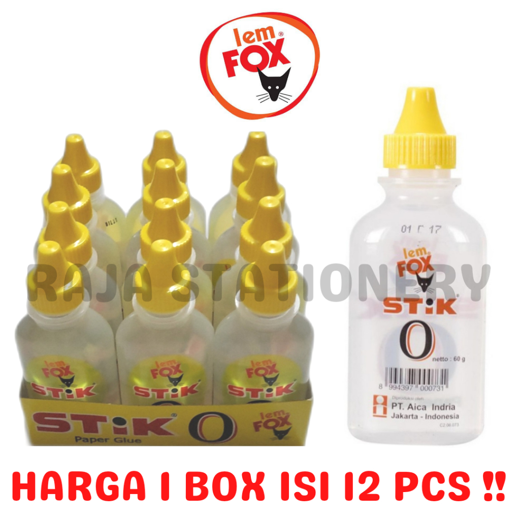 

LEM FOX STICK O 60gr TRANSPARENT GLUE BOTOL LEM CAIR STIC FOX TRANSPARAN KERTAS BENING LUSIN PACK [12PCS]