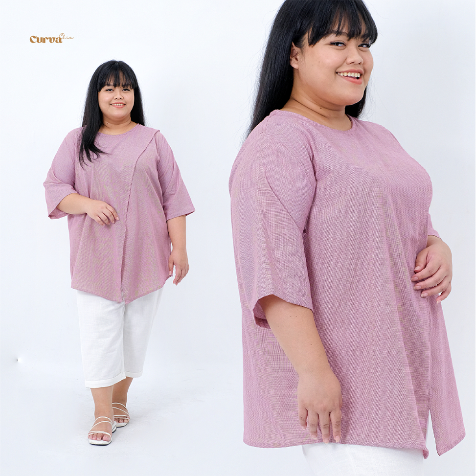Curvachic - Zara Blouse Jumbo | Blouse Kerja Wanita Katun Fit to Big Size Plus Size Oversized
