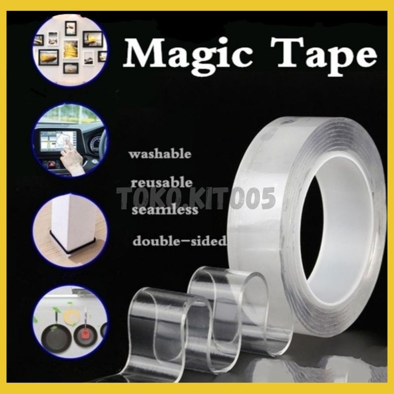 Lem Double Tape Nano Bening 1, 3 & 5 Meter Lebar 2cm / Double Tape Nano Super Kuat / Lakban Nano Ben