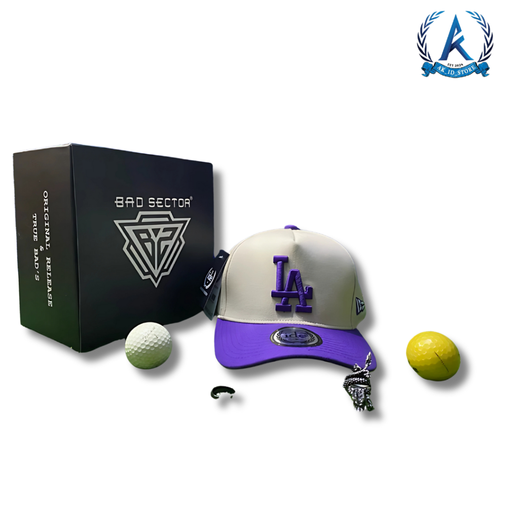 AK_ID_STORE SnapBack Caps BaseBall Logo LA Ungu WarnaBahan Cream Visor Ungu ORIGINAL PREMIUM Unisex 