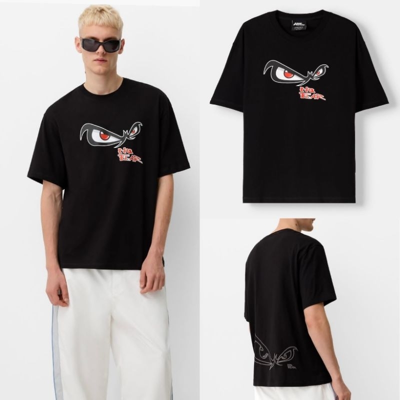 kaos Bershka Feat no Fear T-Shirt Man