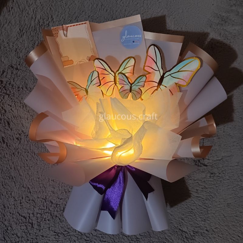 glaucous.craft Buket Mini Kupu-kupu LED Small - Wisuda, Ulang tahun, gift