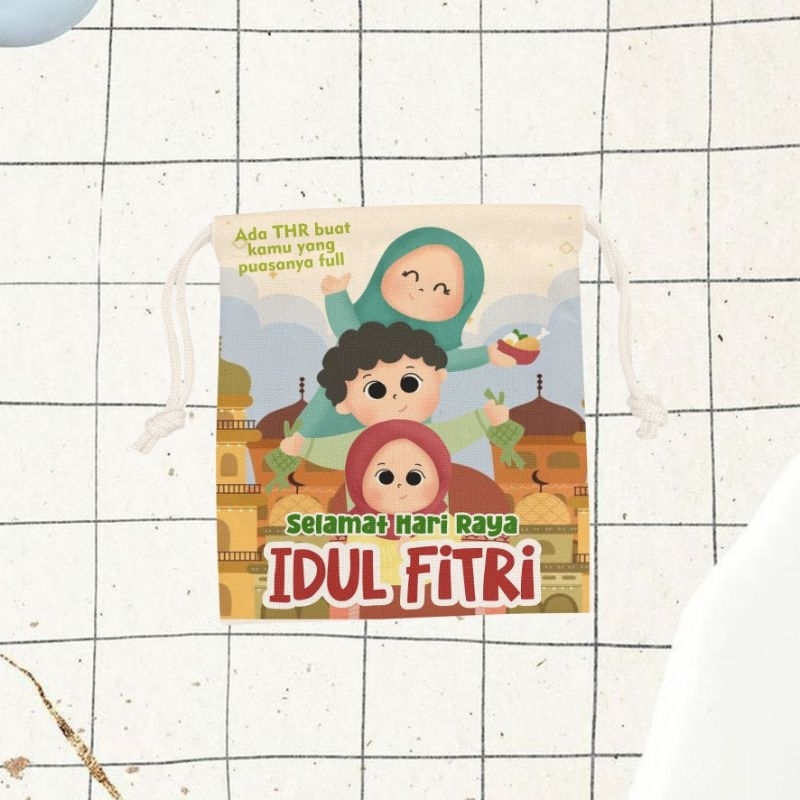 

Amplop Lebaran Bentuk Pouch Premium | THR Lebaran | Pouch Lebaran | Tas Serut THR Lebaran