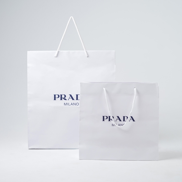 Tas PAPER BAG PRADA TEXT BLACK WHITE 100% ORIGINAL