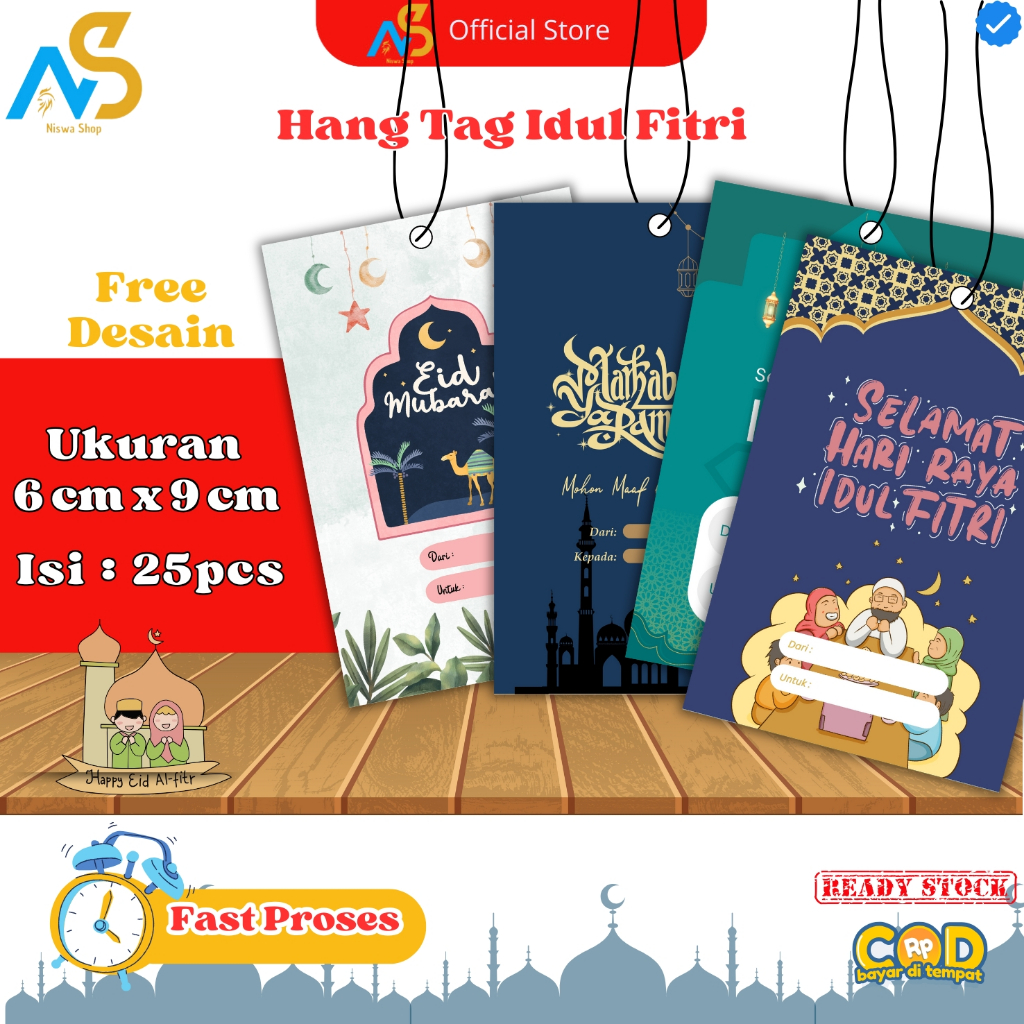 

[25pcs] Hang Tag Idul Fitri - Hangtag Kartu Ucapan Ramadan - Parcel Lebaran - Hang Tang Lebaran - Hang Tag Custom