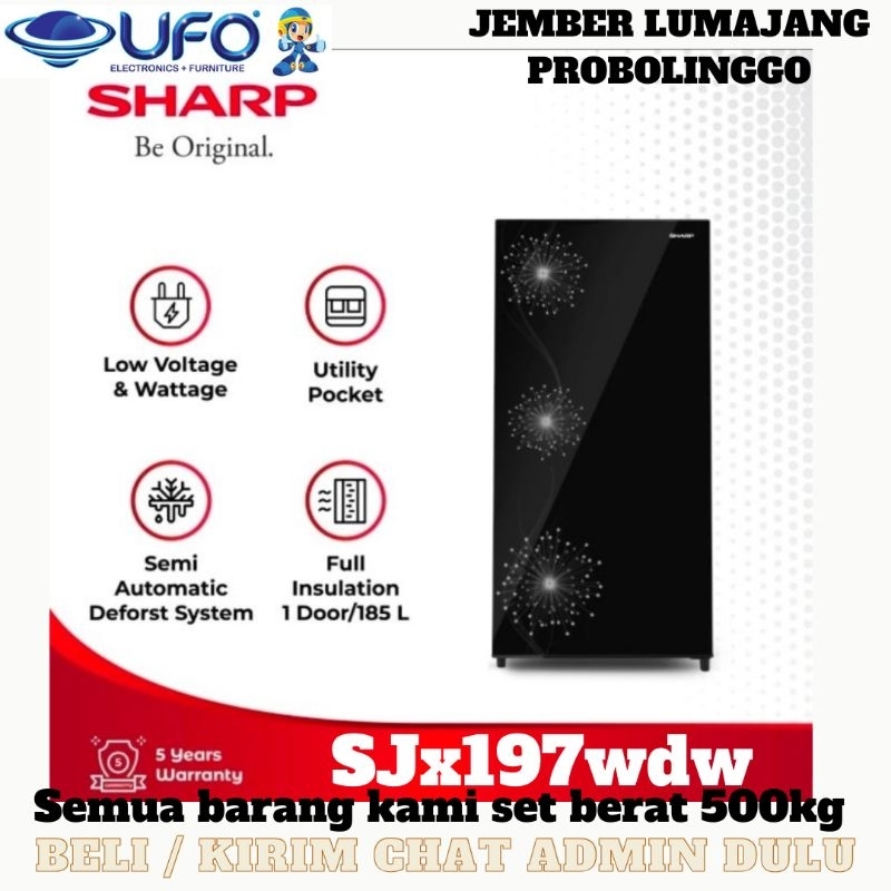 Kulkas SHARP SJX197WDW SJX197WSB KULKAS LEMARI ES 1 PINTU DOUBLE FREEZER