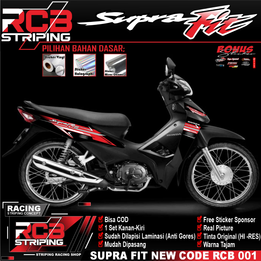 Striping variasi sepeda motor honda supra fit new SUPRA FIT NEW RCB 001-