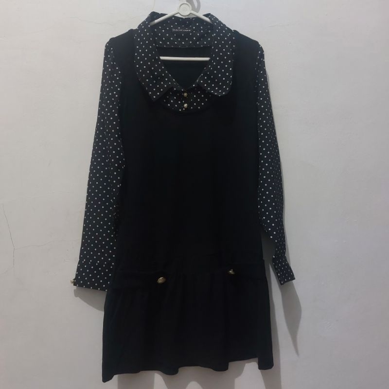 [PRELOVED] Midi Dress Healthy Karen (Polka dot Black/Polkadot Hitam)