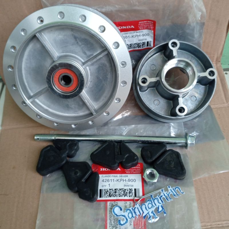 TROMOL BELAKANG+NAP GIR+AS RODA+KARET NAP GIR KHARISMA SUPRA X 125 KIRANA KARBU KPH