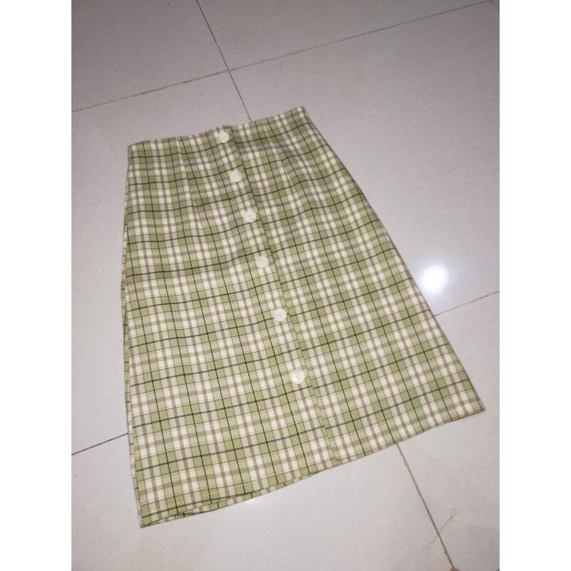 (PRELOVED) Rok Midi Hijau Kotak