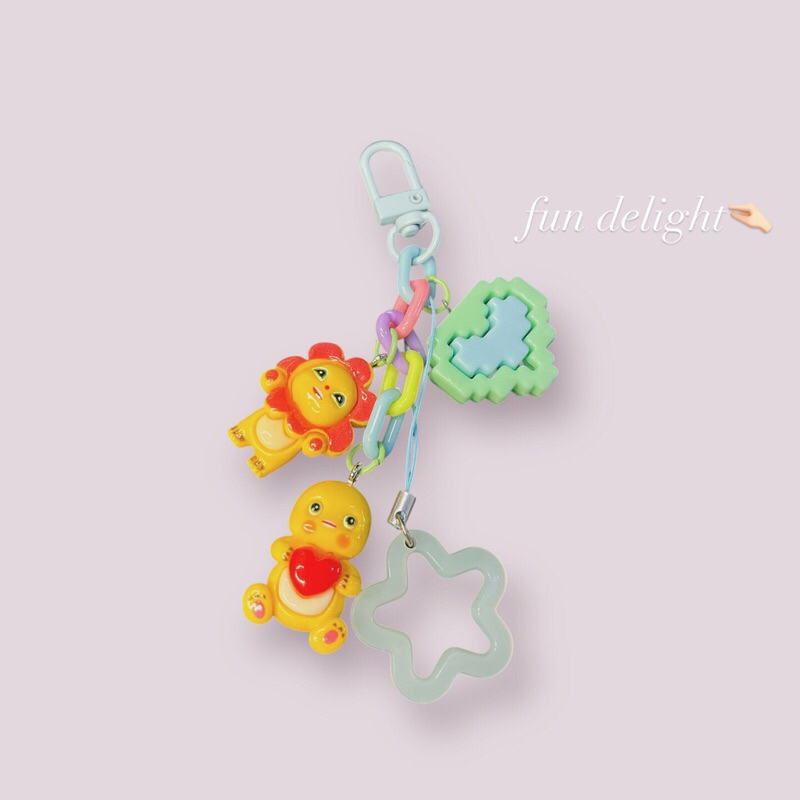 gantungan lucu dino kuning keychain dino kuning lucu dino kuning 3D