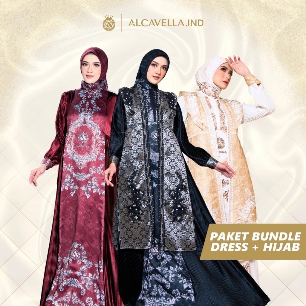 Alcavella - Madaniya Dress | Baju Gamis Wanita Muslim Syari Elegan Modern Ethnic Songket Series Alca