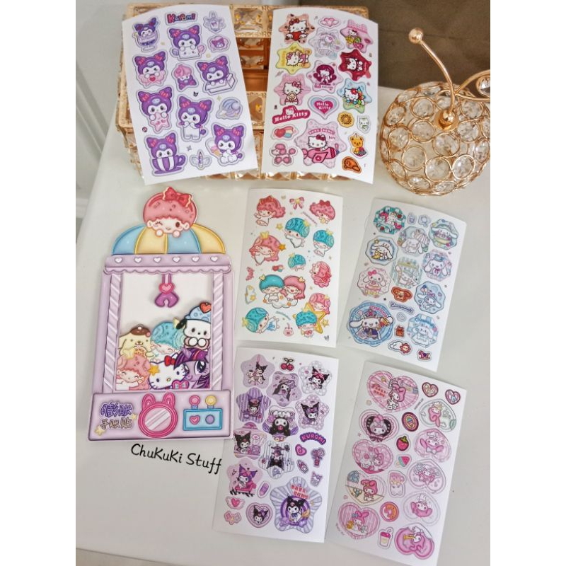 

Stiker lucu Sanrio isi 6 lembar Kuromi Cinnamoroll Melody kuda pony my little pony capybara