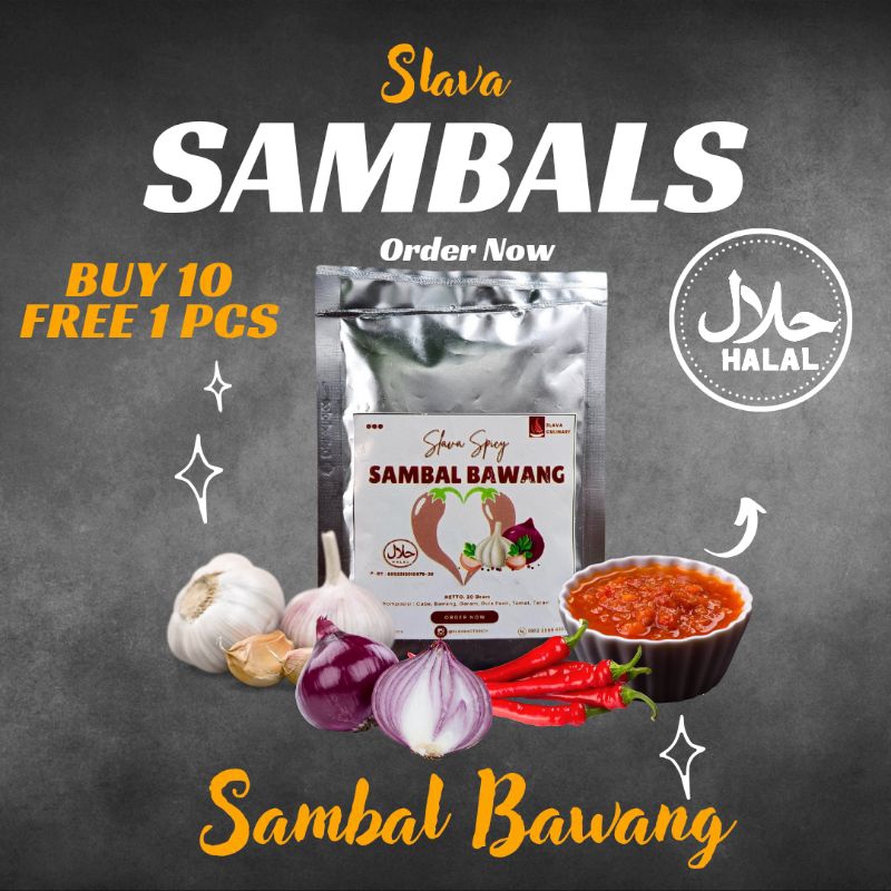 

Sambal Bawang Original Slava Sambals Sachet 20gr Siap guna Termurah Beli 10 free 1 pcs