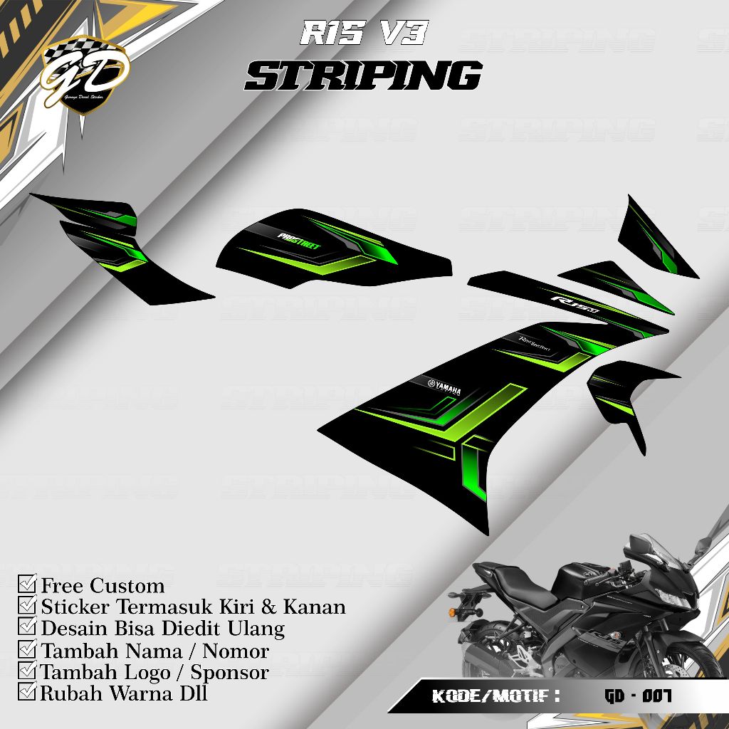 Striping R15 V3 Stiker Striping R15 V3 Striping Variasi R15 V3 GD-007