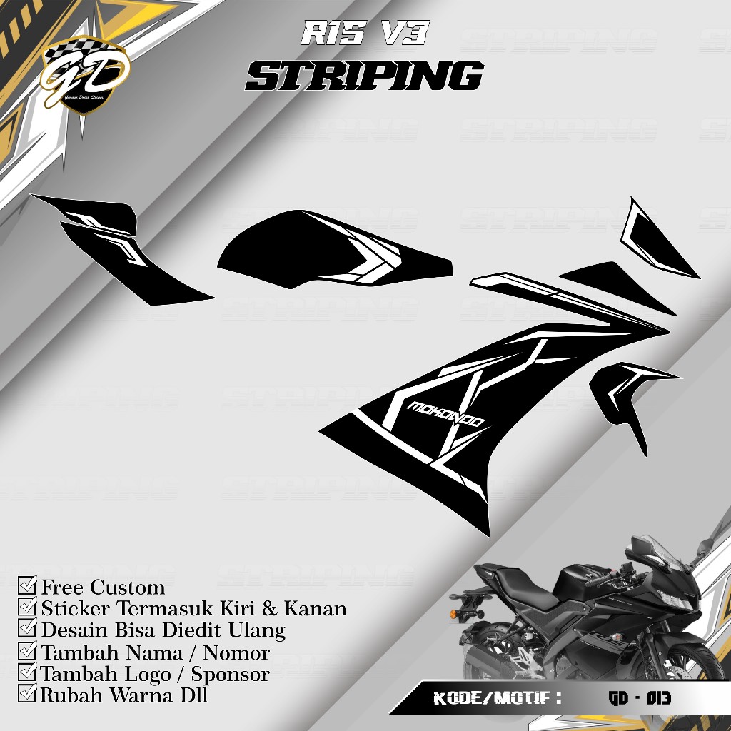 Striping R15 V3 Stiker Striping R15 V3 Striping Variasi R15 V3 GD-013
