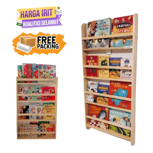 rak buku tempel dinding minimalis tempat buku susun aesthetic
