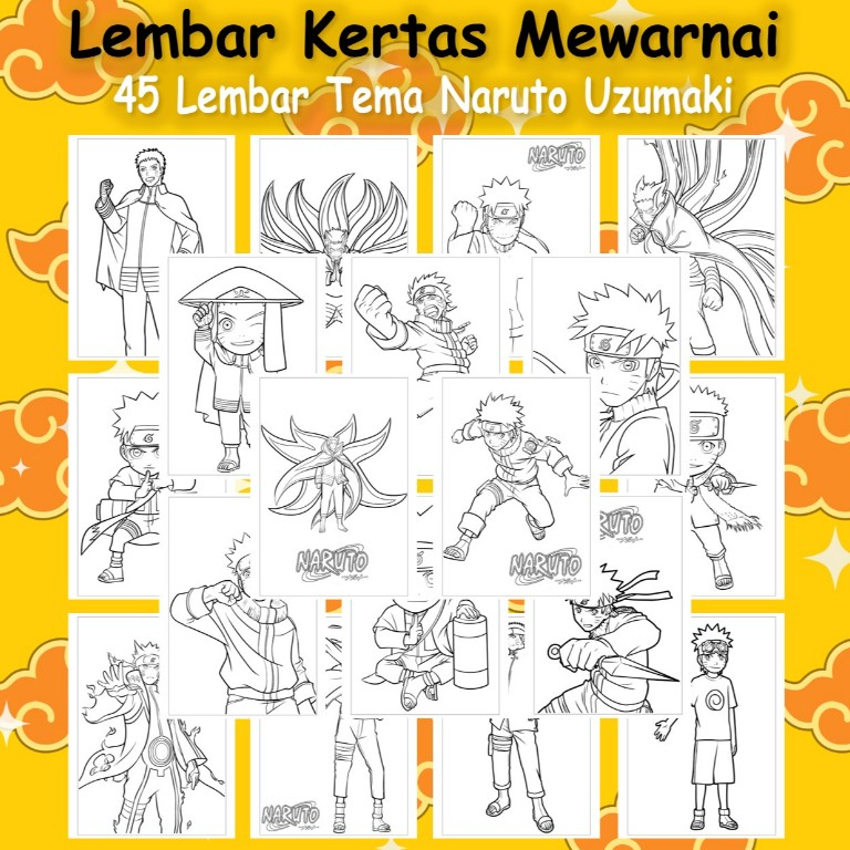 

Kertas Mewarnai 45 Lembar Tema Naruto Uzumaki Coloring Sheet A4 A5