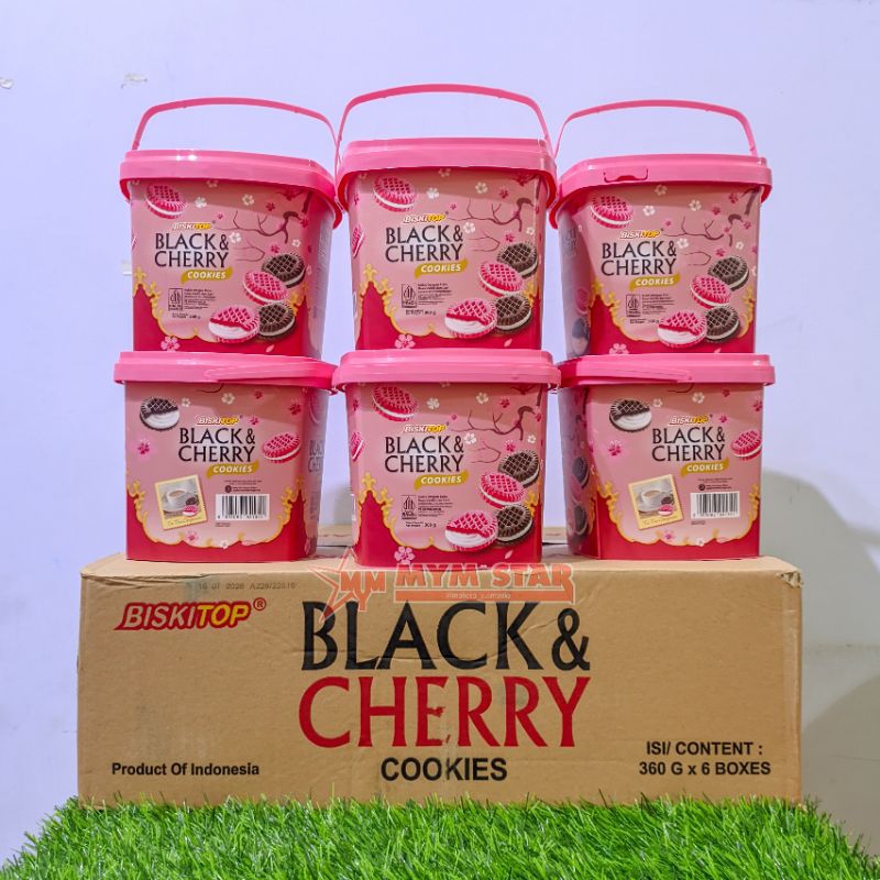 

(1 DUS) Biskitop Black & Cherry Cookies Biscuits Toples Timba 360g isi 6