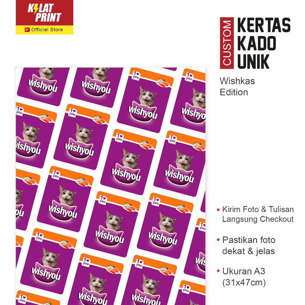 

Custom Kertas Kado Muka Foto Gambar Unik Whiskas Edition