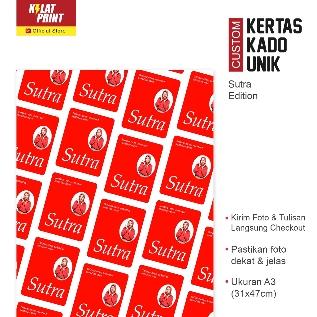 

Custom Kertas Kado Muka Foto Gambar Unik Sutra Edition
