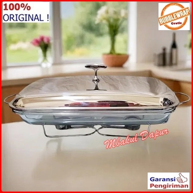 Wadah Saji Kaca Anti Panas Prasmanan Kaca Anti Panas Wadah Saji segi 3 Liter Tahan Panas