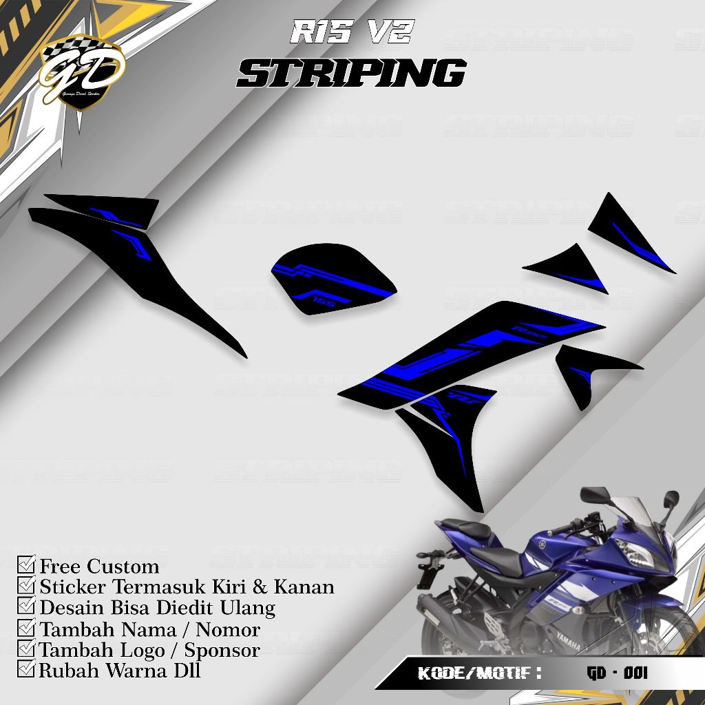 Striping R15 V2 - Stiker Striping R15 V2 - Yamaha Striping R15 V2 GD-001