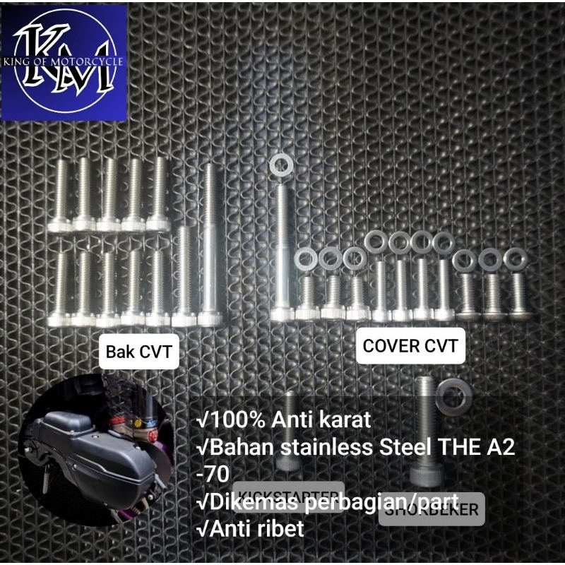 Baut Stainless Steel 304 Blok CVT / Cover Blok Mesin Yamaha Mio Sporty Mio Smile