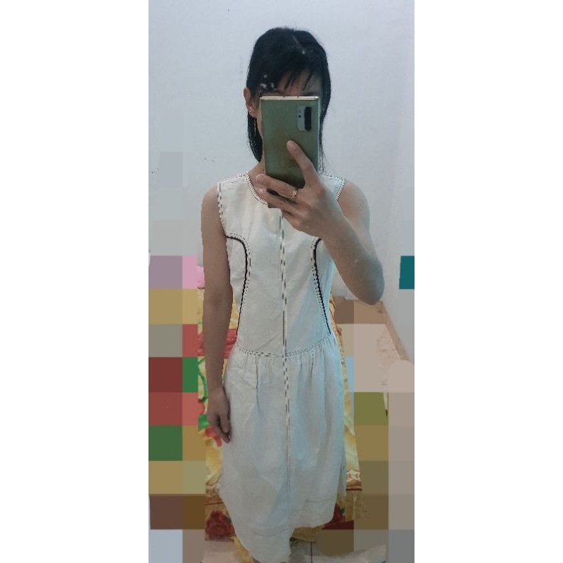 preloved dress putih / dress casual / dress pesta / long dress