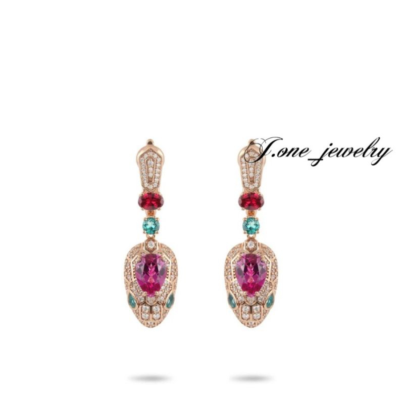 Anting Model Ular Rose Kepala Batu Merah Kualitas Premium