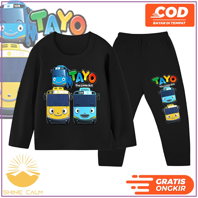 Baju Tidur Bis Tayo Stelan Panjang Celana Anak Cowo Dan Cewe 1-10 Tahun 1610