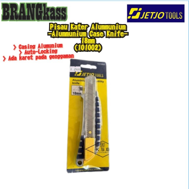 

( 101002 ) Pisau Kater Cutter Casing Alumunium ada Karet Pegangan ukuran Pisau 18mm/ ALUMINIUM CASE UTILITY KNIFE 18mm JETJO TOOLS / Lakoni Pro