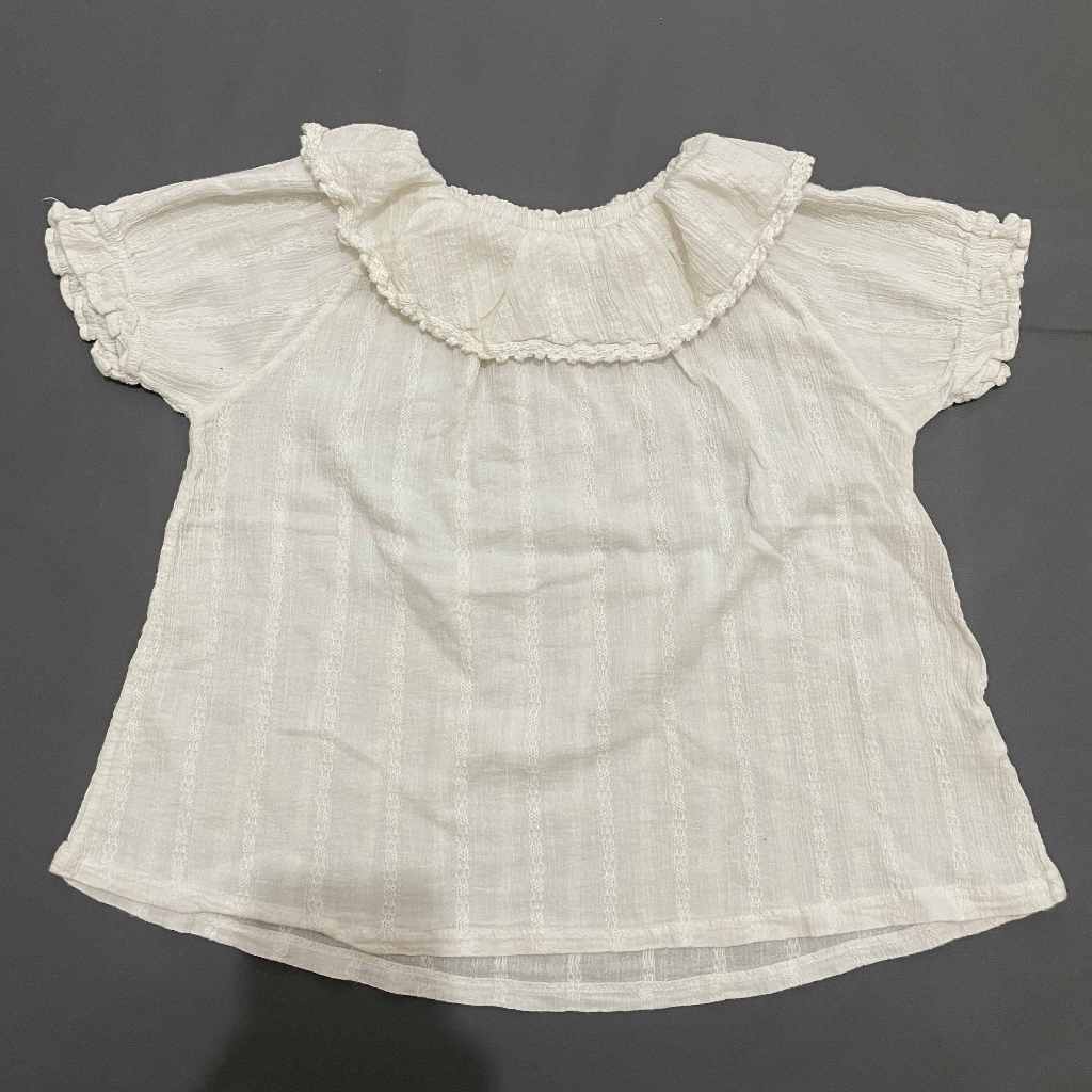 (COCO B ORIGINAL, PRELOVED) K255 Baju Atasan Blouse Polos Kerah Crinkle Tekstur Tangan Pendek Loose 