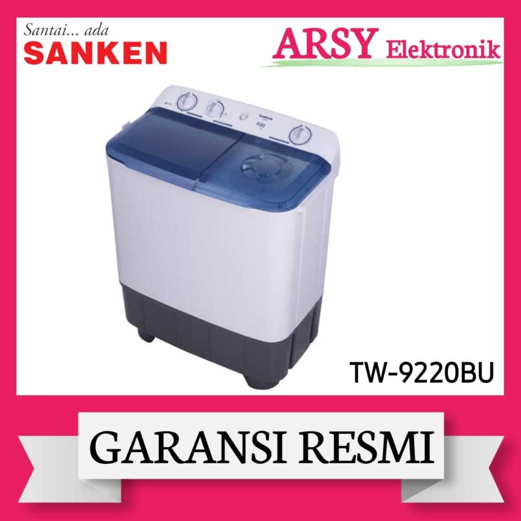MESIN CUCI SANKEN 2TABUNG TW-9220BU/SANKEN MESIN CUCI 2TABUNG TW-9220BU GARANSI RESMI