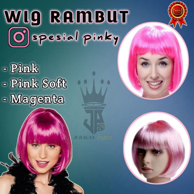 (Kusus Pink)Wig Rambut pendek,Wig Rambut Bob,Wig Rambut Palsu,Wig Rambut Lurus