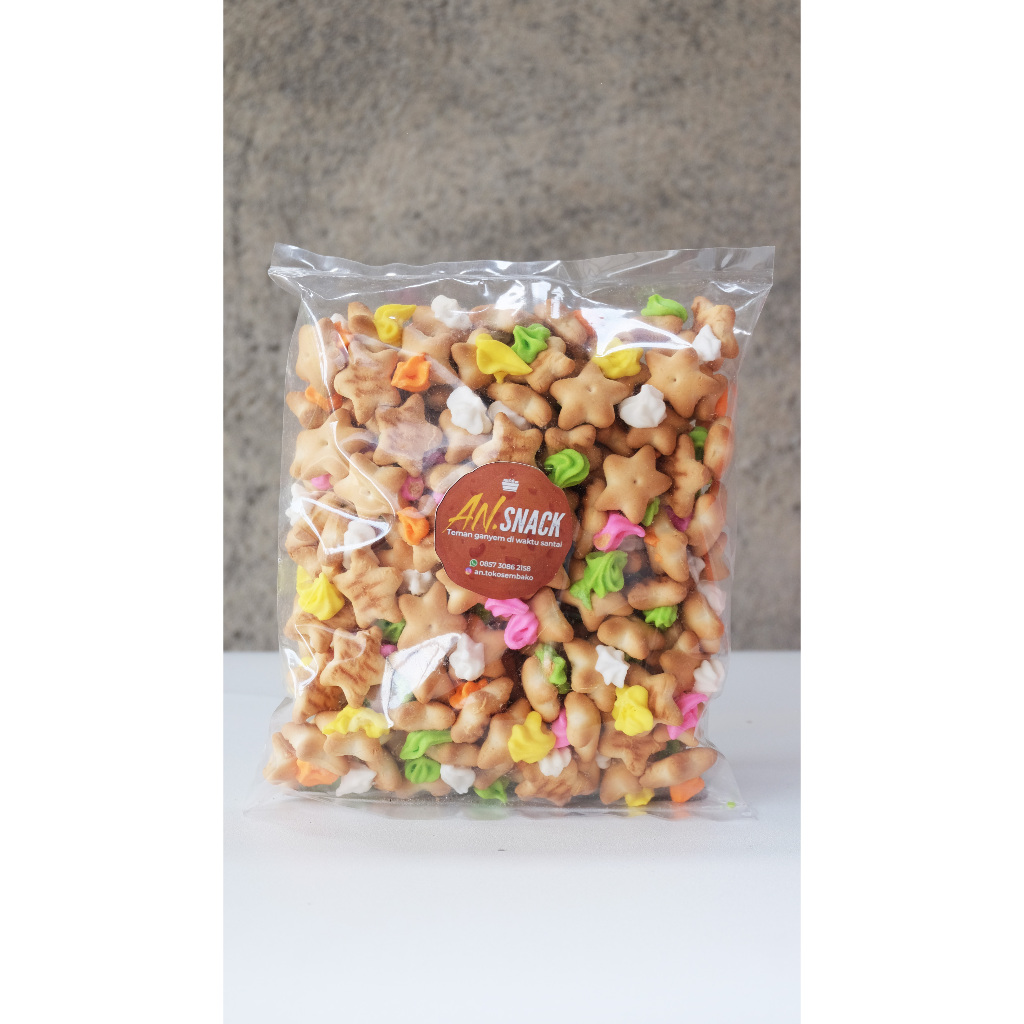 

AN Snack - Biskuit star topping warna-warni 200 gram
